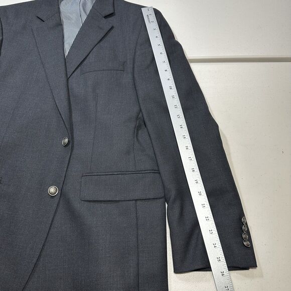 STAFFORD Mens Charcoal Wool Silver Buttons Blazer Jacket Sport Coat 42 R - Picture 9 of 9
